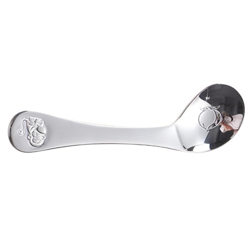TOYANDONA Edelstahl Trainingslöffel mit Ergonomischem Griff Sicherer Babylöffel zum Selbstessen Abgerundet und Langlebig für Junge Mädchen Lernphase Geruchlos und Leicht zu Reinigen von TOYANDONA