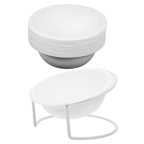 TOYANDONA Einweg Haustier Futternapf aus Papier mit Praktischem Weißem Ständer Leichte Glatte Katzen und Hundenäpfe für und Trockenfutter für Reisen und Outdoor Einsatz von TOYANDONA