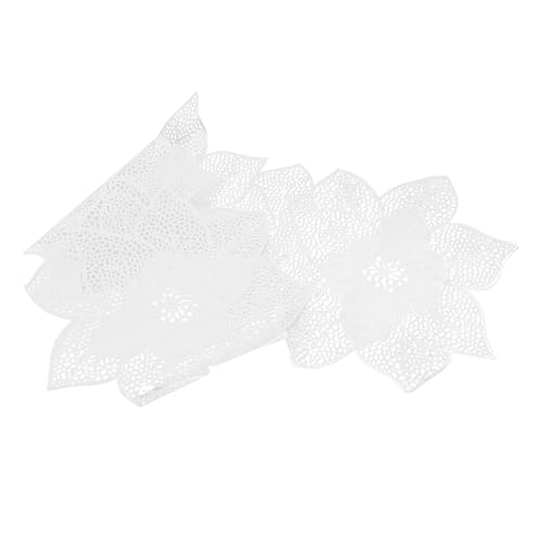 TOYANDONA Elegantes PVC Tischläufer Platzset mit Floraler Hohlprägung Hitzebeständig rutschfest Dekorativ für Esstisch und Küche Abwaschbar Silberfarben als Dining Table Decor und Home von TOYANDONA