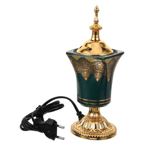 TOYANDONA Elektrischer Arabischer Räucherstövchen aus Keramik und Metall Sicherer Duftbrenner für Büro und Zuhause Geruchlose Aromatherapie Stilvolles Design Strombetrieben Leise Anwendung von TOYANDONA