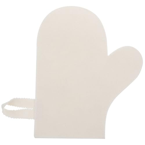 TOYANDONA Farblich Abgestimmter Filz Saunahandschuh mit Fünf Fingern Hitzeschützend und Saugfähig Atmungsaktiv und mit Praktischem Aufhänge für Sauna und Bad Unisex in Weiß von TOYANDONA