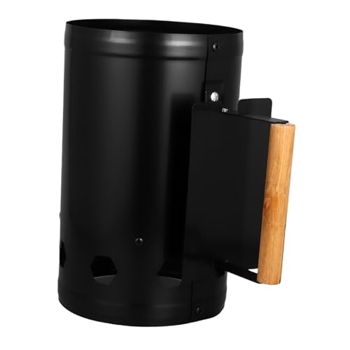 TOYANDONA Feuerstarter Anzündkamin für Grill und Camping Wärmedämmend Langlebig Wandstärke mit Natürlichem Holzgriff für Sichere Nutzung im Freien Zufällige Farbe von TOYANDONA