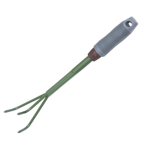 TOYANDONA Gartenharke Dreizinkig aus Robustem Metall Handliches Gartengerät zur Bodenlockerung und Unkrautentfernung Leichtes Tragbares Werkzeug für Garten Rasen und Terrasse Langlebig und von TOYANDONA