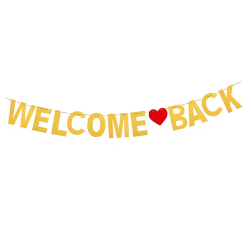 TOYANDONA Gold Welcome Back Banner Glänzendes Schulanfang Deko-banner mit Glitzer für Klassenzimmer Schulparty Zuhause Aufhängbares Welcome Back Schild für Innen Außenbereich von TOYANDONA