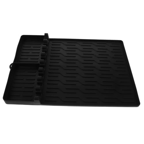 TOYANDONA Grillmatte Hitzebeständig mit Rutschfester Unterseite Großer Seitenschutz für Grillwerkzeuge Tropfauffangmatte Leicht zu Reinigen für Outdoor-camping und Bbq Schwarz von TOYANDONA
