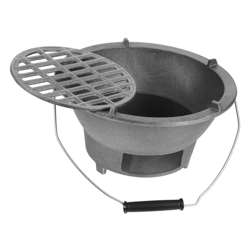 TOYANDONA Gusseisen Holzkohlegrill Tragbarer Mini Grillofen Multifunktional zum Grillen und Erwärmen Robust Langlebig Einfach zu Bedienen für Indoor und Outdoor Bbq von TOYANDONA