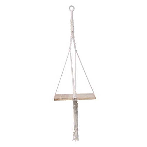 TOYANDONA Hängende Netz Tasche umhängelampe pendelleuchte platzsparend geflochtene anpflanzen auße Stoff Tablett Jute Hängender Topf Rattan gewebter Pflanzer hängender Pflanzkorb Holz Beige von TOYANDONA