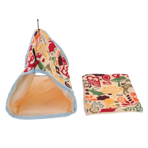 TOYANDONA Hängendes Vogelhaus für Papageien Warmes Langlebiges Nistbett mit Kissen für Kleine Vögel für Kanarienvögel und Lärchen Sanftem Hellblau mit Blumenmuster von TOYANDONA