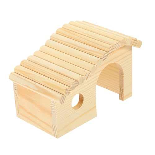 TOYANDONA Hamsterhaus Holz Dwarf Hamster House mit Schlafnest Balkon Futterstation und Leiter Natürliches Wasserfestes Holz Geeignet für Hamster Mäuse Meerschweinchen und Kleine Kleintiere von TOYANDONA