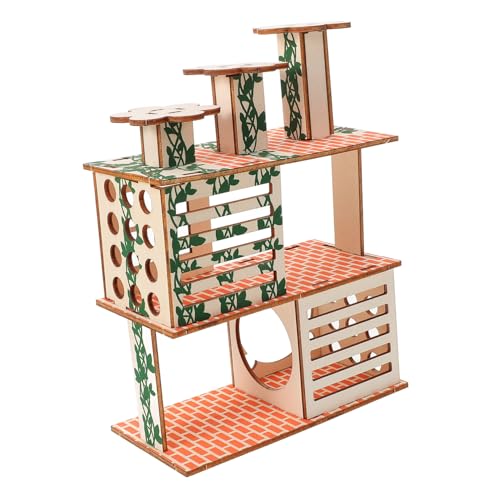 TOYANDONA Hamsterhaus aus Holz Vielseitiges Kleintierversteck mit Spiel und Ruhebereich Warm und Langlebig Geeignet für Hamster Meerschweinchen Nagetiere Naturnahes Haustierholzhaus von TOYANDONA