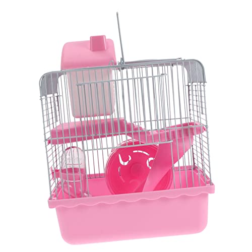 TOYANDONA Hamsterkäfig Schloss für Kleine Haustiere Doppellagiges Hamsternest Atmungsaktives Design für Hamster und Mäuse Sanftem Rosa von TOYANDONA