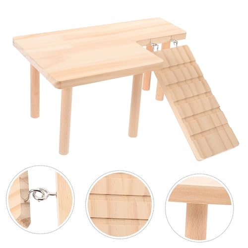 TOYANDONA Holz Hamsterplattform mit Kletterleiter Sicher für Zwerghamster und Meerschweinchen Natürliches Kauspielzeug für Käfig Kompakt und Vielseitig für Spiel und Ruhe von TOYANDONA