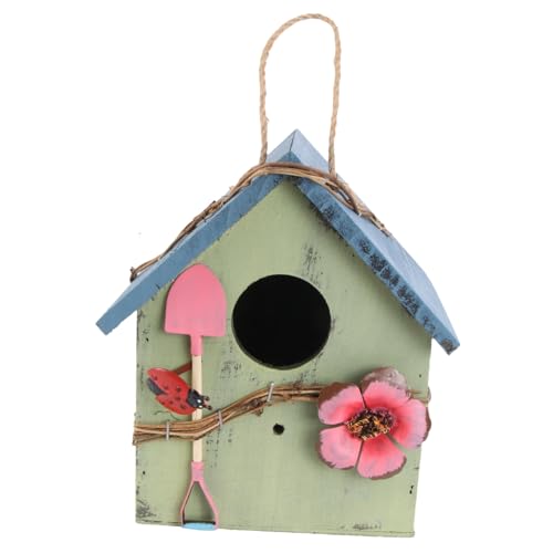 TOYANDONA Holz Vogelhaus zum Aufhängen Wetterfest Dekorativ Langlebig Kreatives Vogelnest für Garten Balkon Terrasse Schützender Rückzugsort für Wildvögel Einfach zu Montieren Natürliche von TOYANDONA
