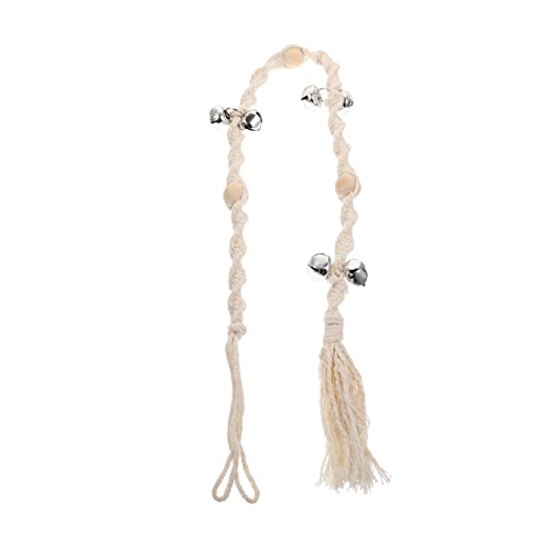 TOYANDONA Hundetürklingel Glocke Haustier Hundetraining Ausbildung Körperpflege Welpe Tor Trainingshund Türklingel Haustürklingel handgefertigte Türklingel Baumwollseil Beige von TOYANDONA