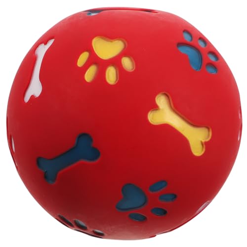 TOYANDONA Interaktiver Hundespielball aus Beißfestem TPR Auslaufsicherer Leckerli Ball Langlebiges Kauspielzeug für Welpen und Hunde zur Zahnpflege und Beschäftigung Großes Zufällige Farbe von TOYANDONA