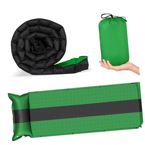 TOYANDONA Isomatte Selbstaufblasend Luftmatratze Selbstaufblasend Aufblasbare Matratze mit Foam Kissen Luftmatratze Camping Anti-Ripstop Camping Matratze für Outdoor Wandern Bikepacking Grün von TOYANDONA