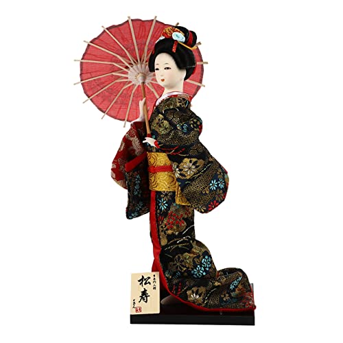 TOYANDONA Japanische Geisha Kimono Kabuki-Puppe: asiatische Kultur Sammlerstück Figur Traditionelle alte japanische Samurai Modelle mit Schirm Schreibtisch Ornament von TOYANDONA