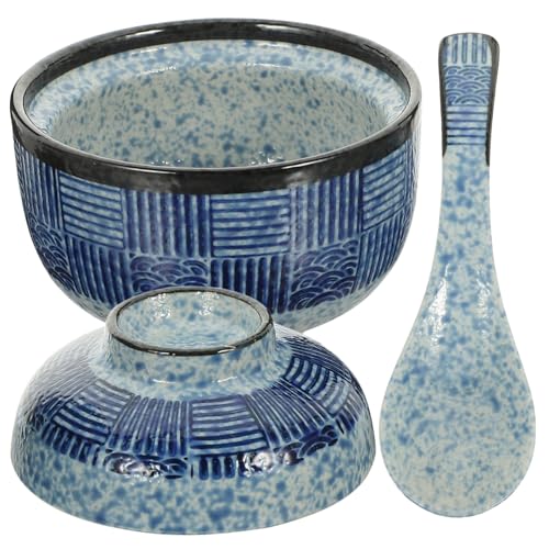 TOYANDONA Japanische Suppenschüssel mit Deckel und Löffel Keramische Miso suppe Schale Mikrowellengeeignet Hitzebeständig und Dekorativ für Haushalt und Buffet Küchenaccessoire von TOYANDONA