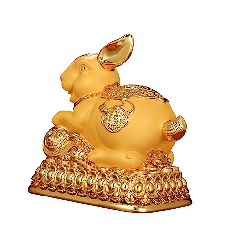 TOYANDONA Kaninchen Sparschwein für Erwachsene Tierfiguren für Kinder Münzsparkasse Geschenk verheißungsvoller Schmuck Bank Schmuck Gold Dekorationen Kindergarten Statue schmücken Kunstharz von TOYANDONA