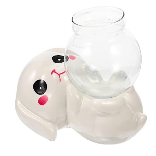 TOYANDONA Kaninchenvase Cartoon Keramik Tischvasendekoration Kleine Hasenvase Für Wohnzimmer Mit Glas Vase TOYANDONA Kaninchenvase Cartoon Keramik Tischvasendekoration Kleine Hasenvase Für Wohnzimmer Mit Glas Vase von TOYANDONA