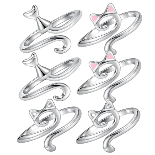 TOYANDONA Häkelringe Katze Mit Verstellbaren Fingerringen Aus Zinklegierung Häkelringe Zum Häkeln Und Basteln Dekorative Ringe Für Finger Mit Garn Guide Box von TOYANDONA