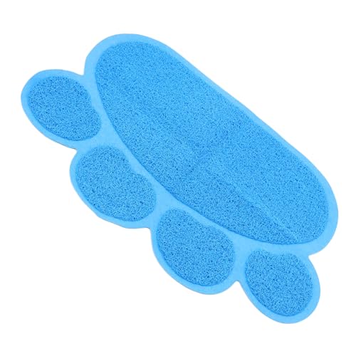 TOYANDONA Katzenstreu Matte Matten Boden Haustier Fütterung Tablett Unterlage Welpe Form rutschfeste Katzentoilettenmatte Müllmatte Gericht Leicht Zu Reinigende Katzentoilette PVC Himmelblau von TOYANDONA