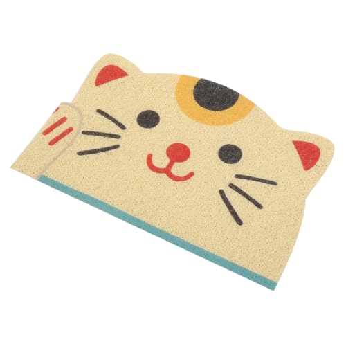 TOYANDONA Katzenstreu Matte rutschfest Große Katzenklo Unterlage Komfortable Weiche Oberfläche Atmungsaktive Katzentoilette Matte Katzenfreundliches Design Niedliche Katzenkopf Form von TOYANDONA