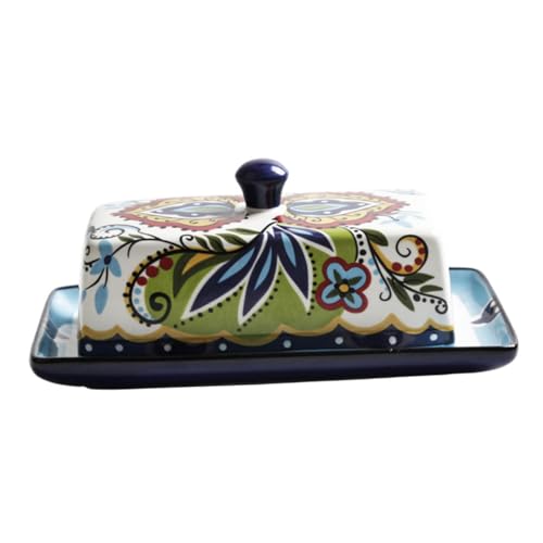 TOYANDONA Keramik Butterplatte mit Deckel Hitzebeständig und Luftdicht Butterdose aus Stabilem Material Geeignet für Küche Restaurant und Dessertservice Langlebiges Design von TOYANDONA