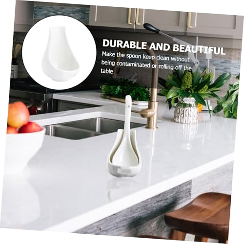 TOYANDONA Keramik Löffelablage Weiß Rutschfester Küchenutensilienhalter mit Glatten Rundungen Spülmaschinengeeignet Stilvoll für Esstisch und Küchentheke Praktische Löffelstütze für von TOYANDONA