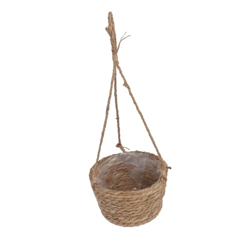 TOYANDONA Klassischer Hängekorb aus Naturmaterial Geflochtene Blumenampel mit Hanfseil Nordic Pflanzenhalter Wanddeko für Innen und Außen Raumspartender Übertopf für Garten und von TOYANDONA