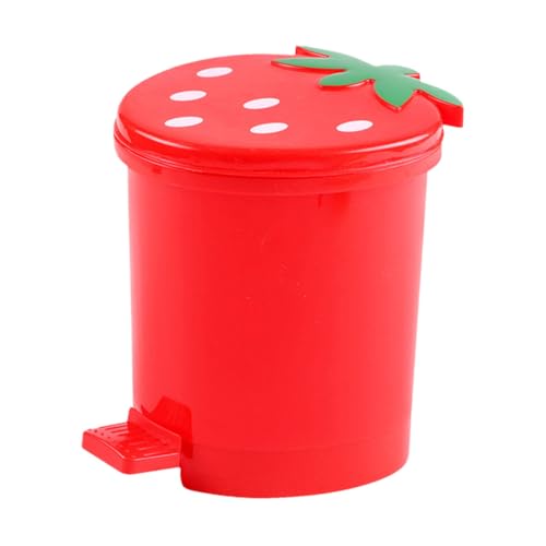 TOYANDONA Kleiner Desktop-mülleimer mit Deckel Herzförmiger Papierkorb aus Leichtem PP Praktischer Abfalleimer für Küche und Büro Geruchsisolierend Kreatives Erdbeer-design von TOYANDONA