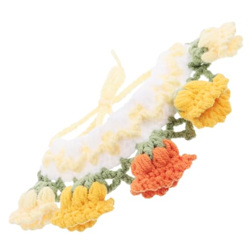 TOYANDONA Knitted Pet Collar für Katzen und Hunde Weicher Gelber Strick-Blumen-halsschmuck Niedliche Haustier-bib für Alltag und Besondere Anlässe Komfortabel und Pflegeleicht von TOYANDONA