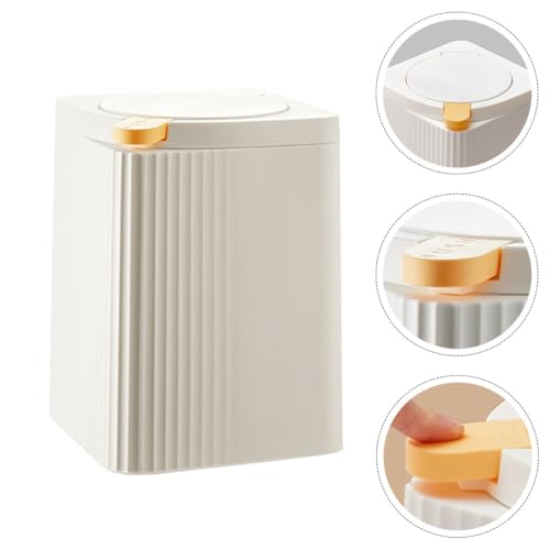 TOYANDONA Kompakter Abfalleimer mit Druckverschluss und Deckel Stabiler Haushalts mülleimer für Bad Küche und Büro Platzsparender Kleiner Press mülleimer Weiß Umweltfreundlich und Langlebig von TOYANDONA