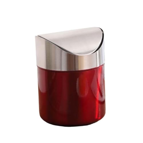 TOYANDONA Kompakter Edelstahl Desktop Mülleimer in Rot und Silber Rostfrei Klein und Tragbar für Büro Küche Bad und Wohnzimmer Praktischer Abfalleimer ohne Deckel Langlebig und Vielseitig von TOYANDONA