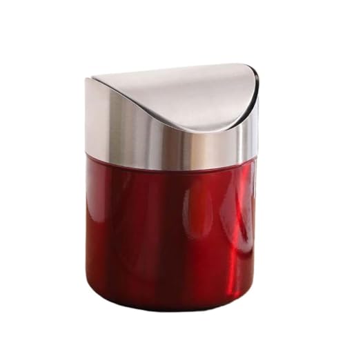 TOYANDONA Kompakter Edelstahl Tischabfalleimer Rot Silber Rostfrei Leicht Tragbar für Bad Küche Büro Geschenkoption Platzsparender Desktop Mülleimer TOYANDONA Kompakter Edelstahl Tischabfalleimer Rot Silber Rostfrei Leicht Tragbar für Bad Küche Büro Geschenkoption Platzsparender Desktop Mülleimer von TOYANDONA