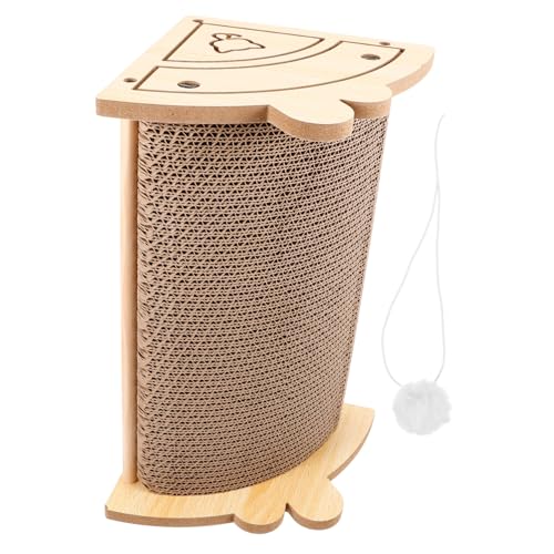 TOYANDONA Kratzbrett Katze Freistehend Langlebig Holz Kratzpappe Schutz Möbel Krallenpflege Multi Funktion Schlafplatz Indoor Katzen Original Holznatur von TOYANDONA