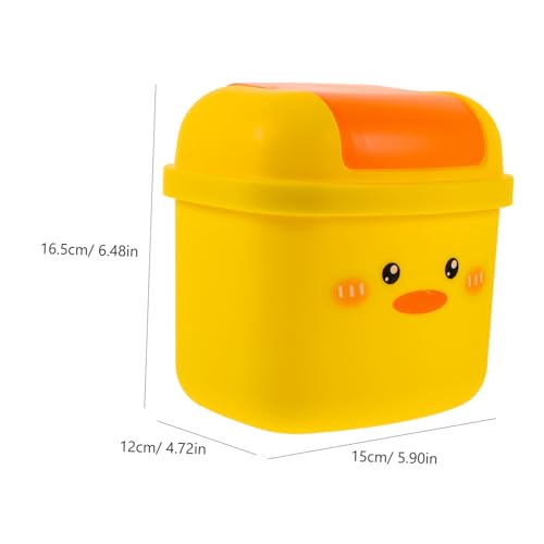 TOYANDONA Kreativer Kleiner Desktop Mülleimer Mini Tischabfalleimer mit Großer Kapazität Niedlicher Gelber Enten mistkübel Platzsparend für Büro und Zuhause von TOYANDONA