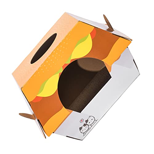 TOYANDONA Kreatives Katzenhaus mit Kratzbrett Mittelgroßes aus Wellpappe Langlebig und für Krallenpflege und Spielspaß Schützt Möbel vor Kratzern von TOYANDONA