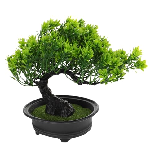 TOYANDONA Künstlicher Bonsai Pinus mit realistischem Gras Desktop Dekoration für Wohnzimmer Büro Balkon Naturgetreue grüne Zimmerpflanze Passend zu modernem und skandinavischem von TOYANDONA