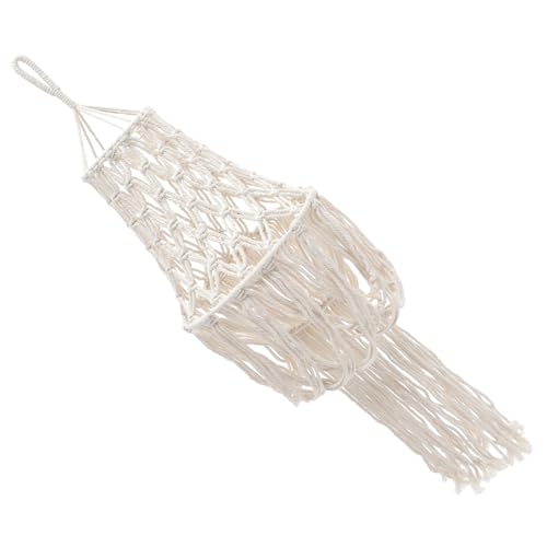 TOYANDONA Makramee Lampenschirm Baumwollseil Handgewebt Leichter Pendelleuchte Lampenschirm Boho Stil Schlafzimmer Wohnzimmer Dekoration mit Langem Fransen design von TOYANDONA