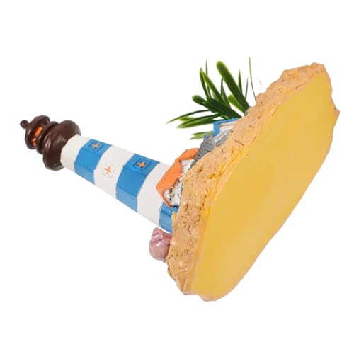 TOYANDONA Mini Aquarium Leuchtturm Figurine aus Resin Mediterrane Dekoration für Fischbecken Kleine Aquarienverzierung mit Versteckfunktion für Reptilien und DIY Aquariengestaltung von TOYANDONA