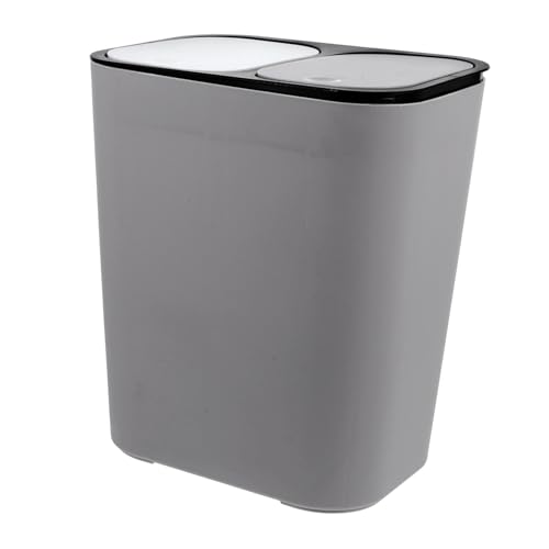 TOYANDONA Mülltrennsystem mit Deckel Fächer Abfalleimer für Küche Geruchsdichter Duo mülleimer mit Pressöffnung Langlebiger Küchenabfalleimer für Trocken Nassmüll Anthrazit von TOYANDONA