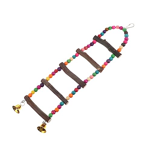 TOYANDONA Papageien Holzleiter mit Glocken Natürliches Kauspielzeug und Kletterspielzeug für Wellensittiche und Kleine Vögel Sicherer und Unterhaltsame Vogelspielzeug Hängeschaukel von TOYANDONA