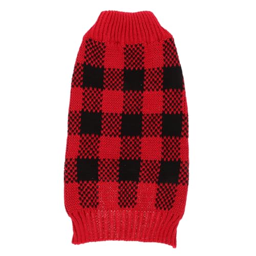 TOYANDONA Plaid Hundepullover für Kleine und Mittelgroße Hunde Warmhaltender Strickpullover mit Rollkragen für und Chihuahuas Modisches Design Rot Check Muster von TOYANDONA