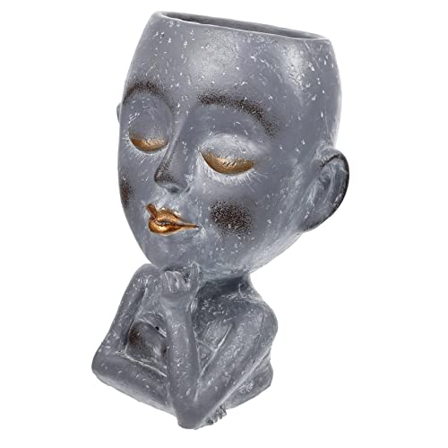 TOYANDONA Porträtvase Dekorative Pflanzentöpfe Kleiner Pflanzer Blumentopf Mit Abstraktem Gesicht Abstrakter Gesichtspflanzer Weibliche Form Gesicht Vase Blumentopf Mit Gesicht Harz von TOYANDONA
