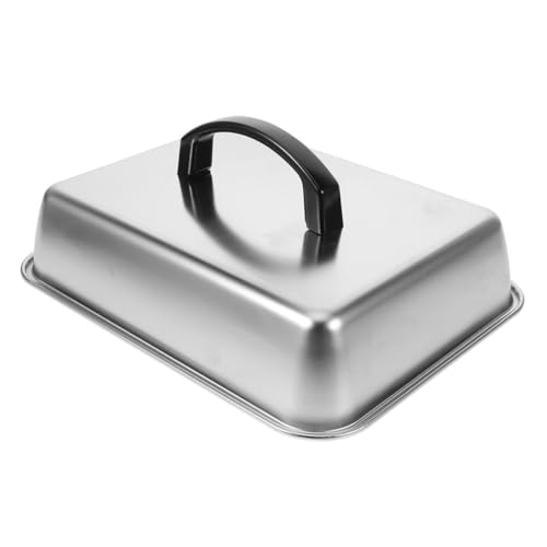 TOYANDONA Rechteckiger Grill Abdeckhaube Schmelzhaube mit Griff Hitzebeständig und Langlebig für BBQ Steak und Westliche Küche Leicht zu Reinigen Minimalistisches Design von TOYANDONA