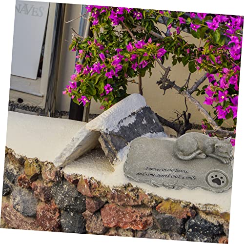 TOYANDONA Resin Katzen Gedenkstein Haustier Memorial Stein Gartenfigur Grabdekoration Tröstende Katze Skulptur Langlebiges Kunstharz Moss von TOYANDONA