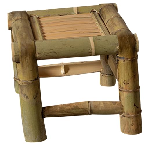 TOYANDONA Kleiner Bambushocker Altmodischer Sitzhocker Für Zuhause Naturbelassener Hocker Für Badezimmer Und Wohnzimmer Praktisches Möbelstück Für Fußruhe Und Wäscheaufbewahrung von TOYANDONA