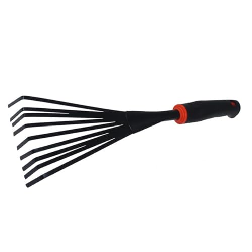 TOYANDONA Robuster Garten Handrechen mit Gummigriff aus Langlebigem Eisen Leichter Laubrechen für Rasenpflege und Garteneinsatz Handliches Werkzeug für Gartenliebhaber und Vielseitige von TOYANDONA
