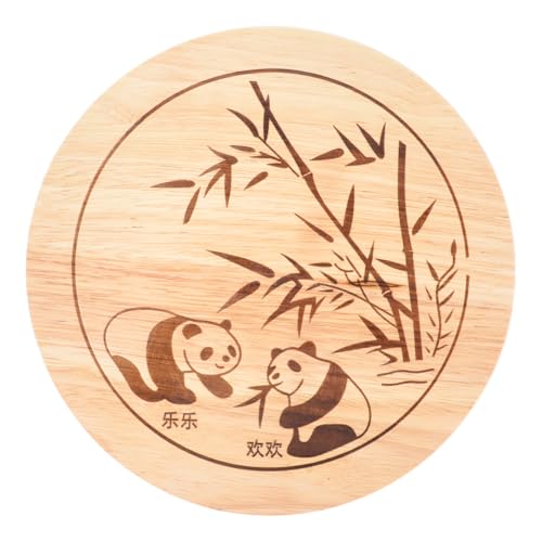 TOYANDONA Runder Barhocker Ersatzsitz Holzsitz mit Panda Motiv Sitzfläche für Küchen Esszimmer Restaurant Stahlrohrhocker Zubehör von TOYANDONA